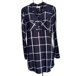 So Heritage Black and White Plaid Shirt Dress W/Pockets Woman’s Size Small
